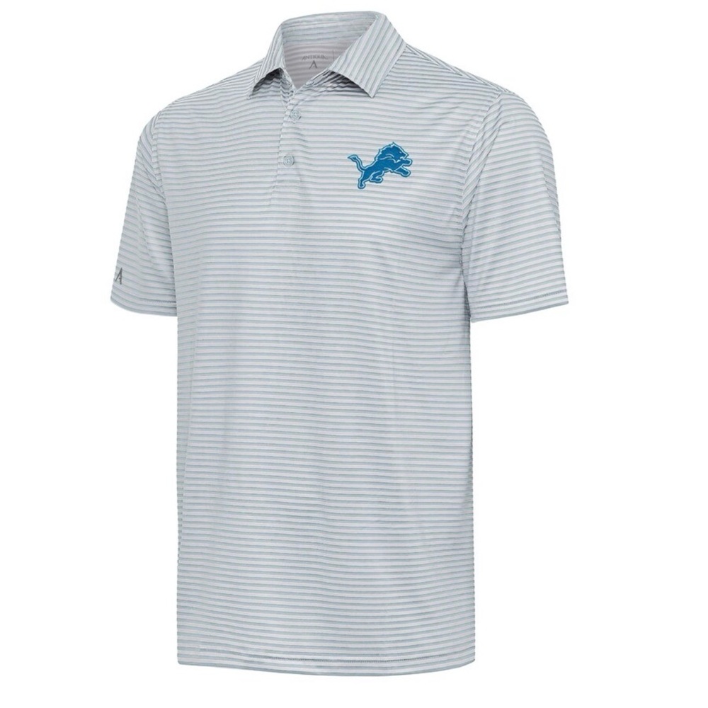 3XL Antigua Detroit Lions NFL Gray and White Striped Polo Shirt